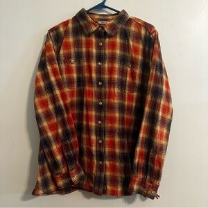 Duluth Trading Flannel Shirt Women's 2XL Plus Copper Plaid Button Up Long Sleeve